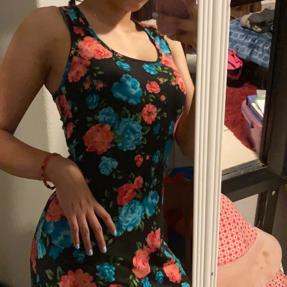 Blue/ Pink Flowered long dress